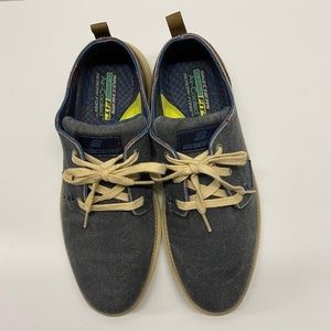 Skechers - Mens Denim Casual Shoes with Medium Brown Trim